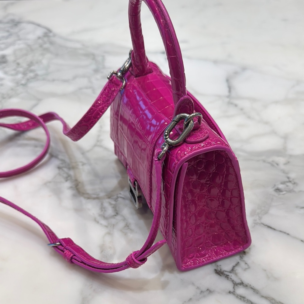 Balenciaga Pink Croc-Embossed Handbag - Picture 4 of 7